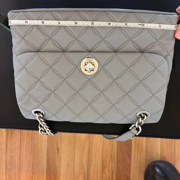 NEW Kate Spade Gray Quilted Leather Purse with Matching Wallet - Picture 8 of 15